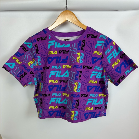 FILA Women’s Large Cropped‎ Tee Purple - Picture 1 of 6